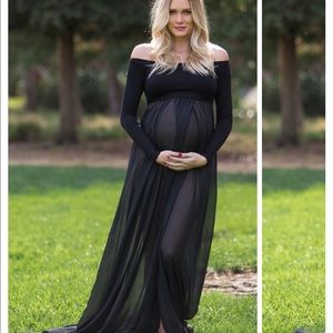 Off Shoulder Black Maternity Gown